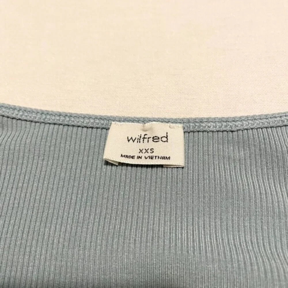Aritzia Wilfred Tie Front Long Sleeve Ribbed Stretchy Crop Top  XXS - Picture 2 of 16